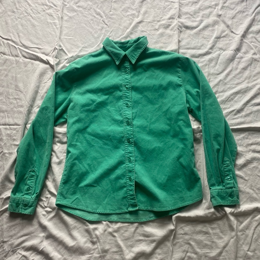 green corduroy button up
